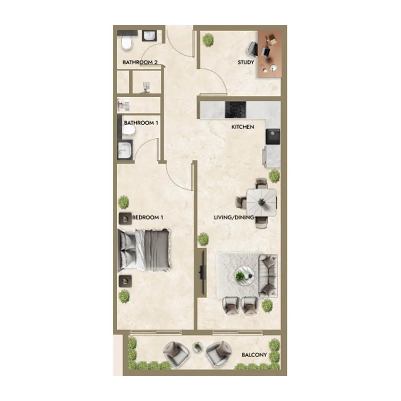 1 bed