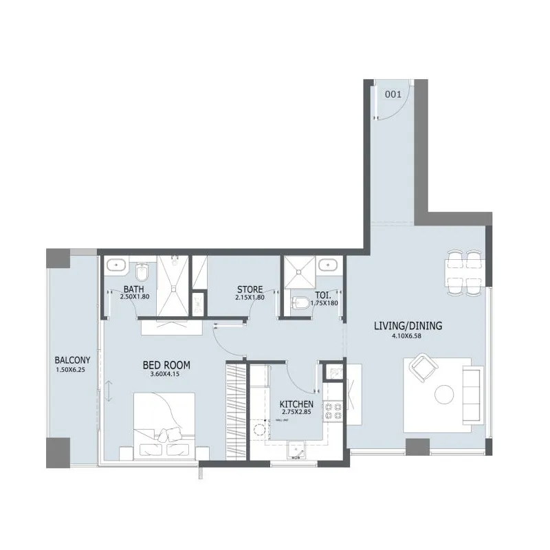 1 bed