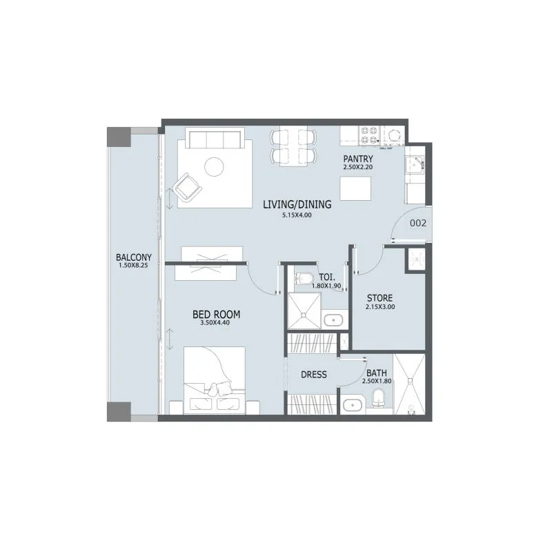 1 bedroom floor plan