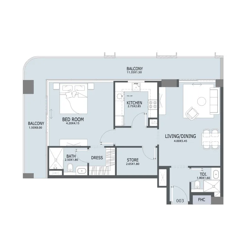 1 bed