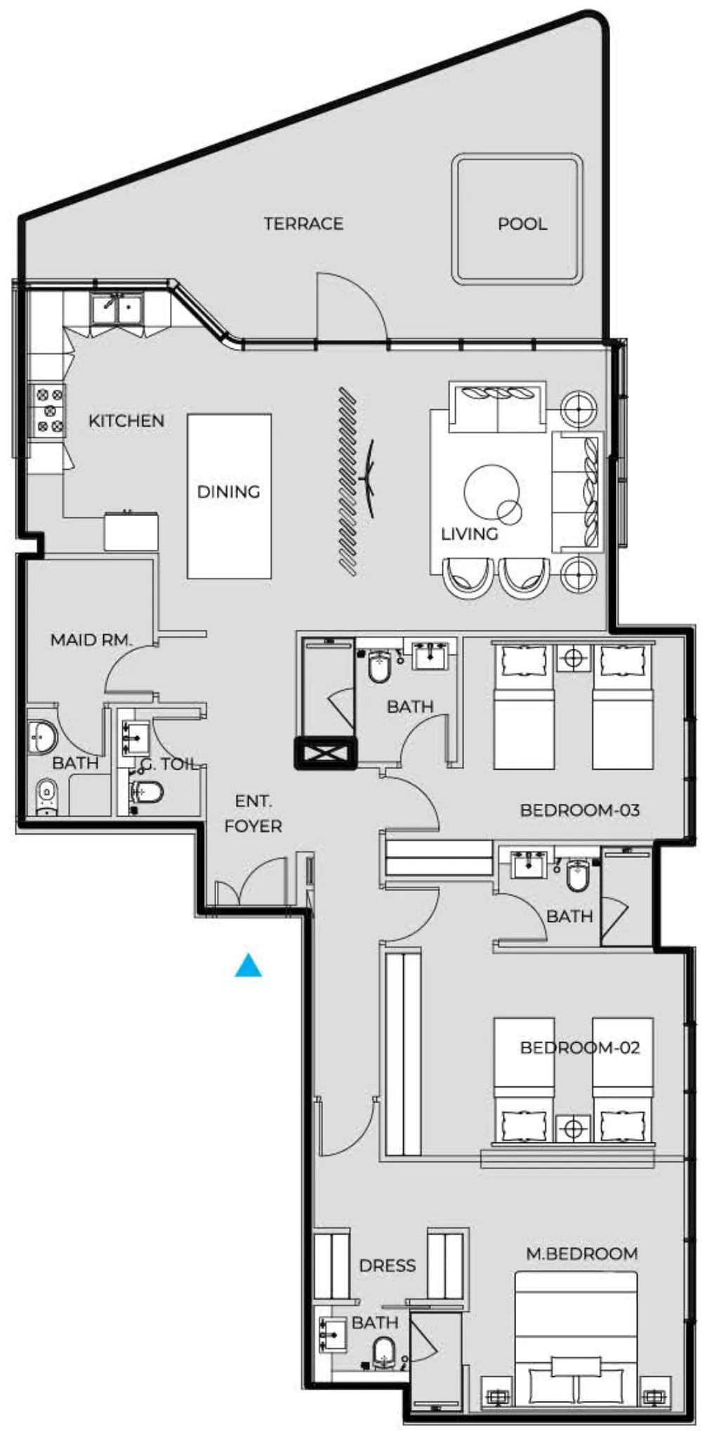 Prestige One Developments Coastal Haven 3BR floor plan