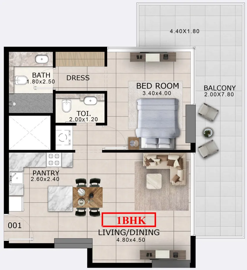 1 bedroom floor plan