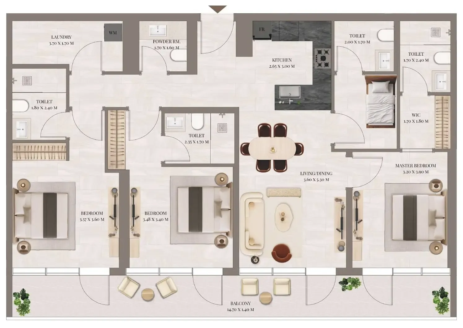 3 bedrooms floor plan