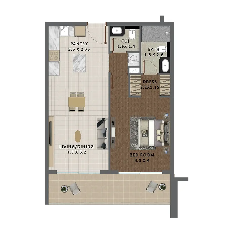 1 bed
