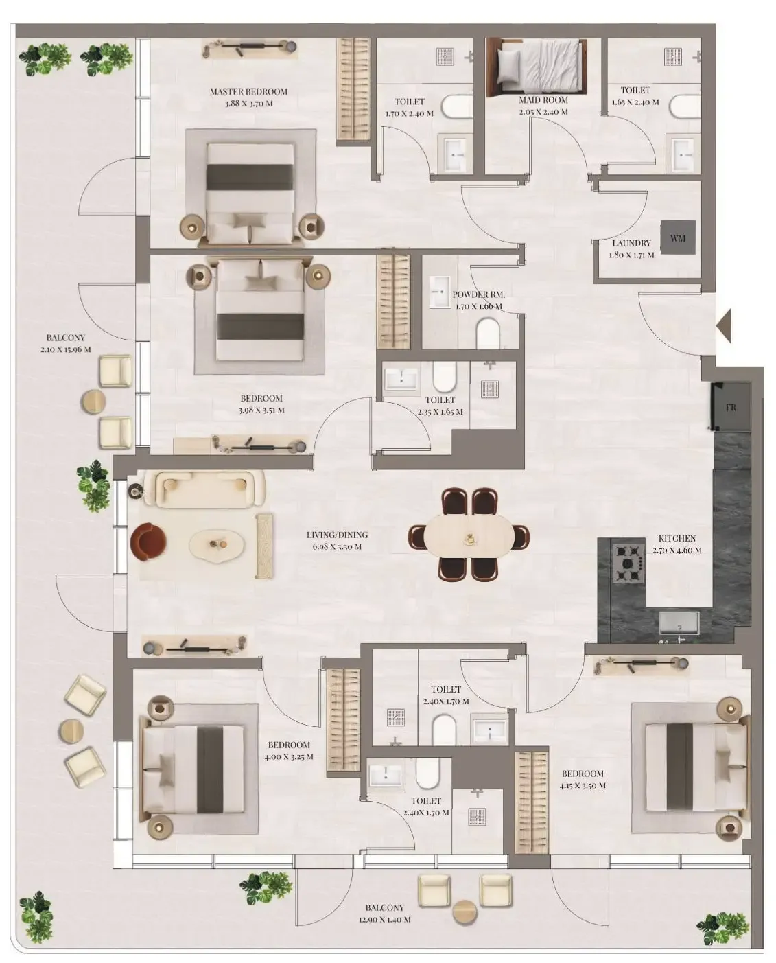 4 bedrooms floor plan