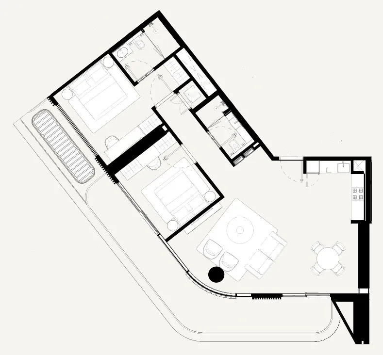 2 bedrooms floor plan