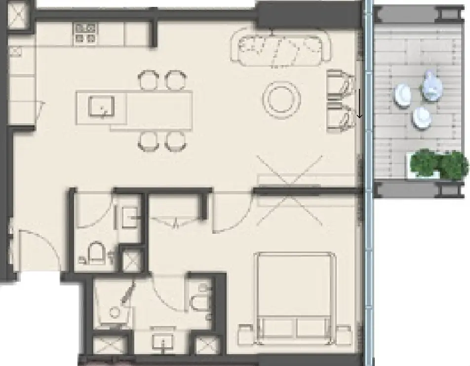 1 bedroom floor plan