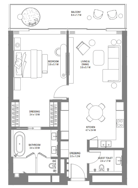 1 bed