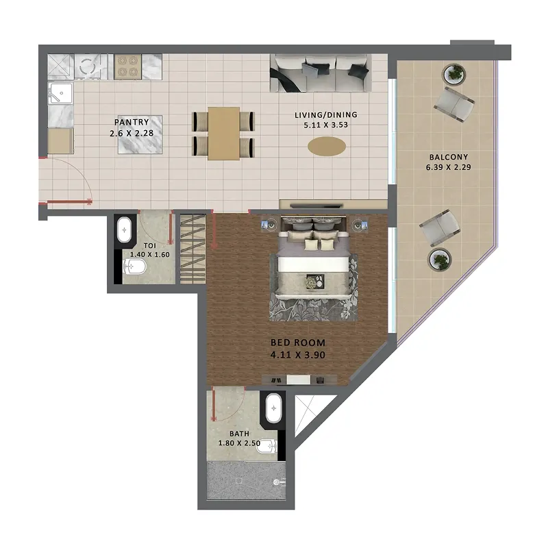 1 bed