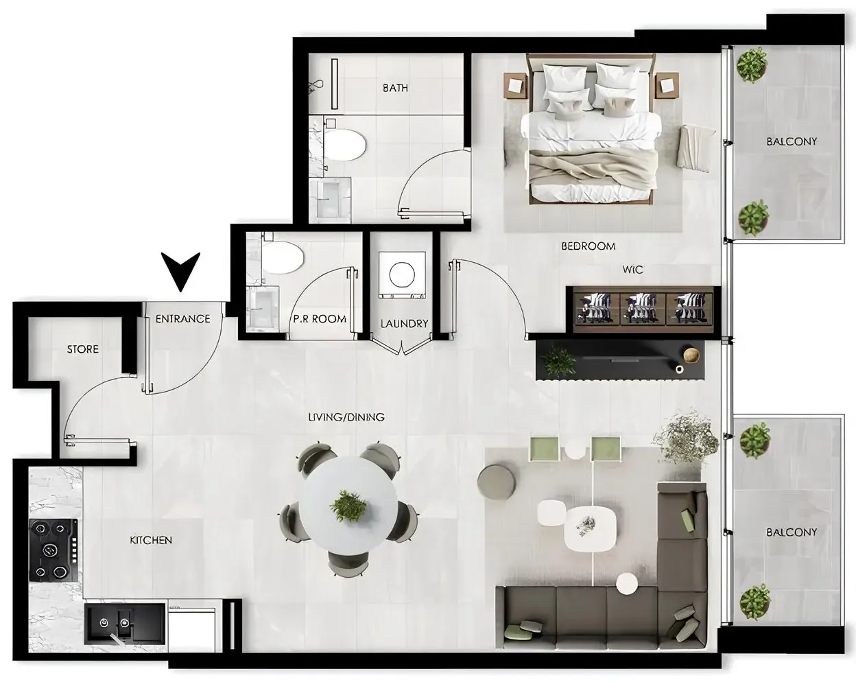 1 bedroom floor plan
