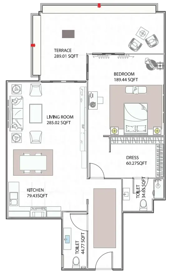 1 bed