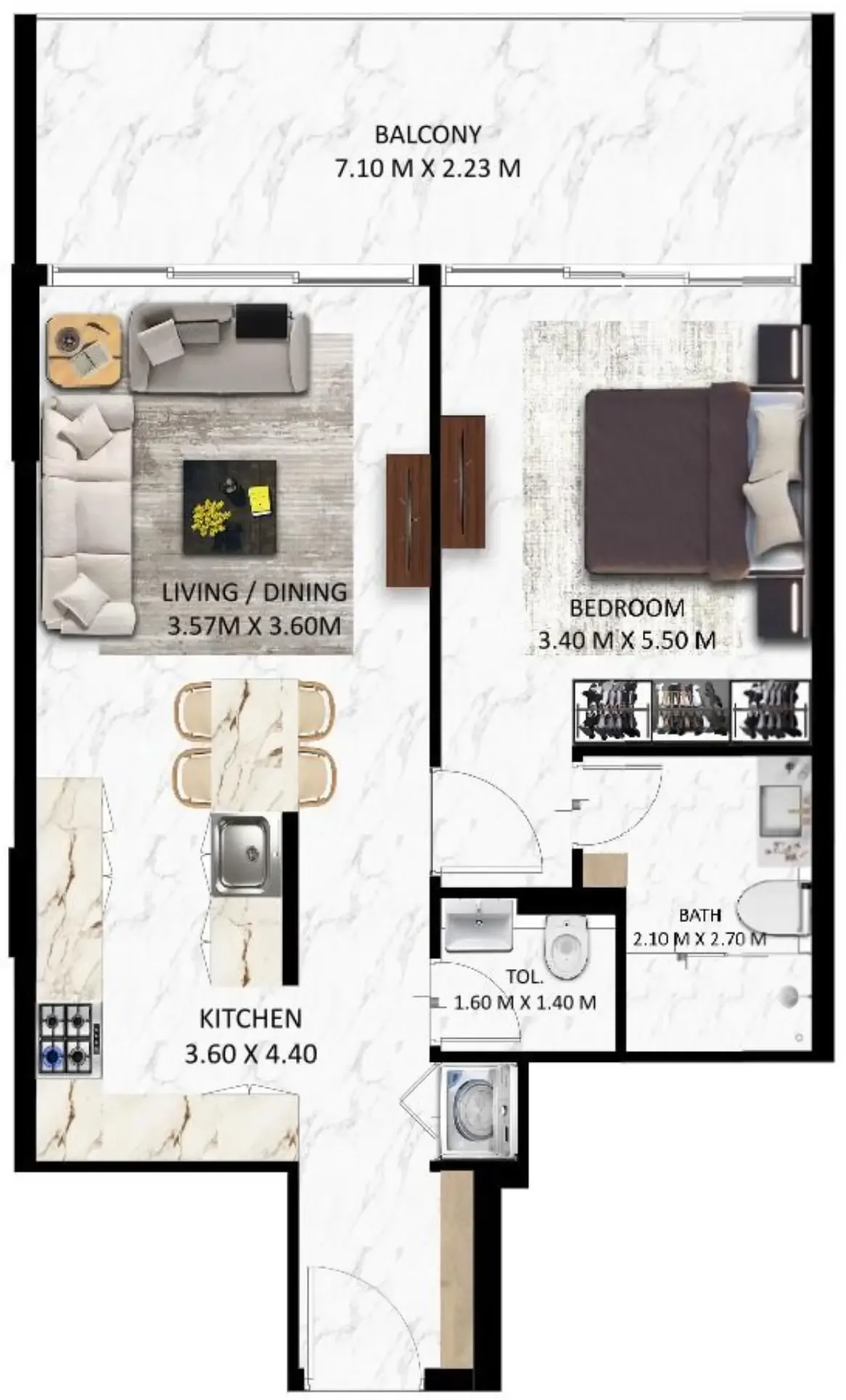 1 bedroom floor plan