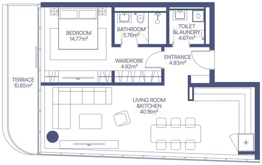 1 bedroom floor plan