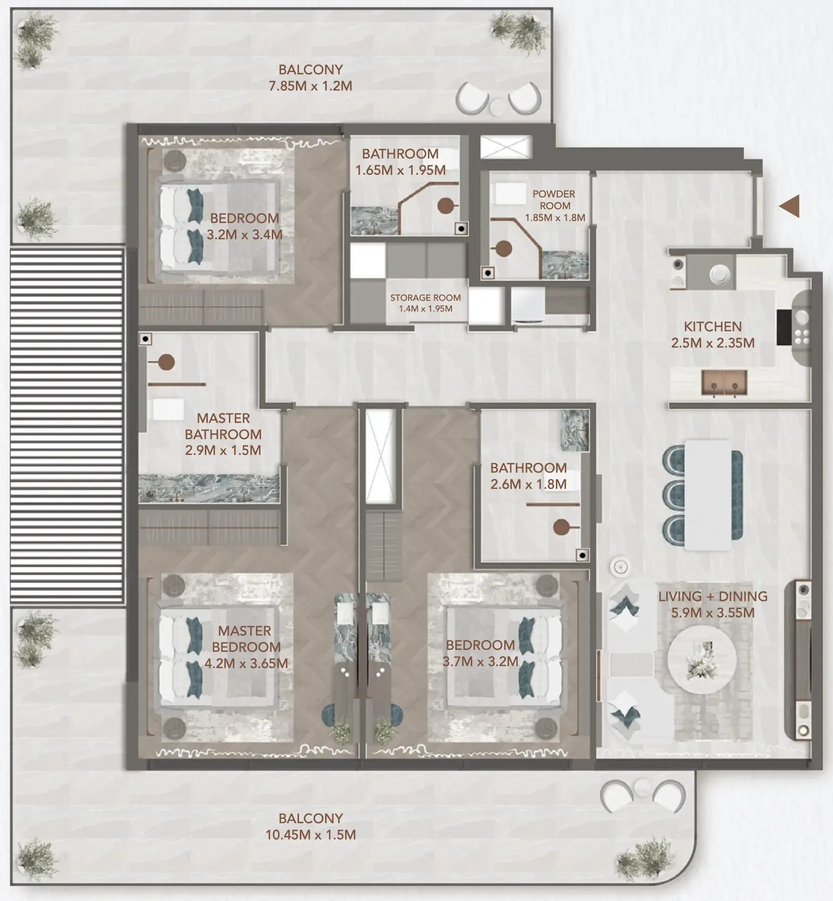3 bedrooms floor plan