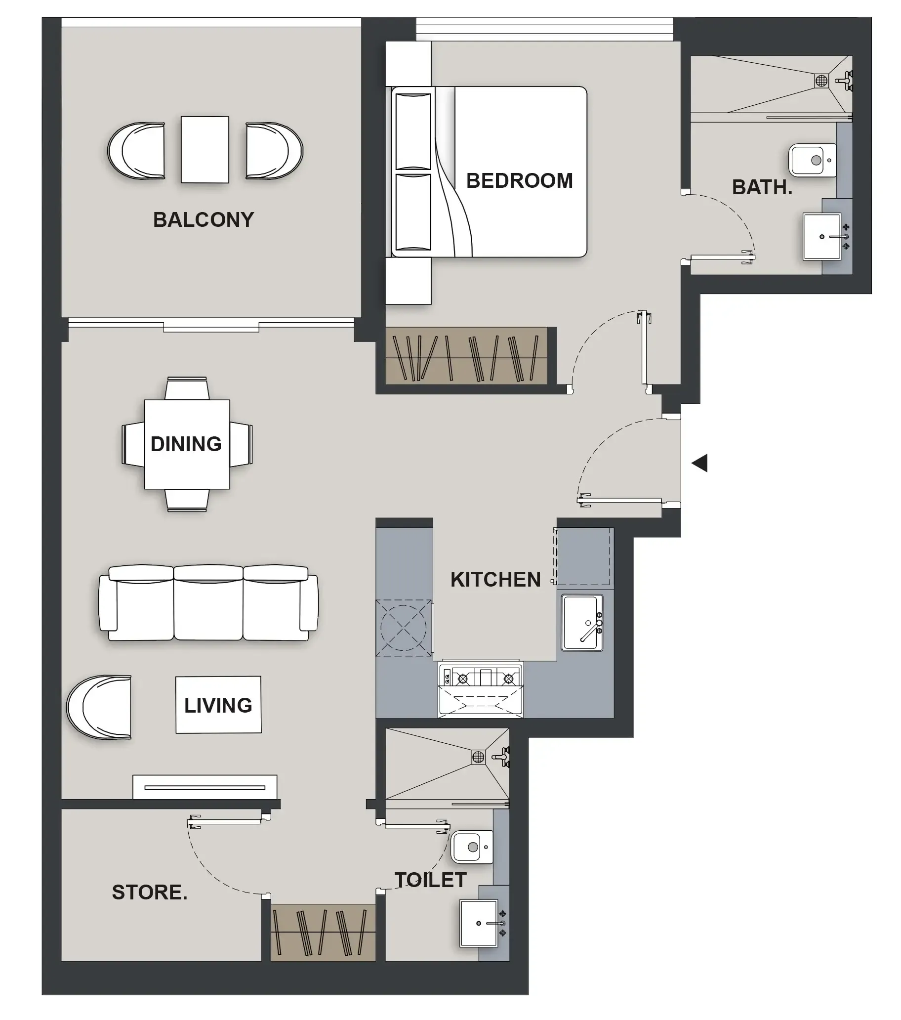 1 bedroom floor plan