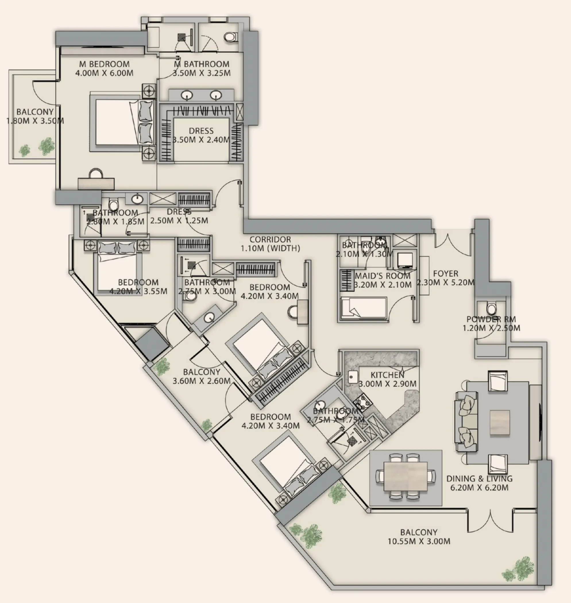 4 bedrooms floor plan