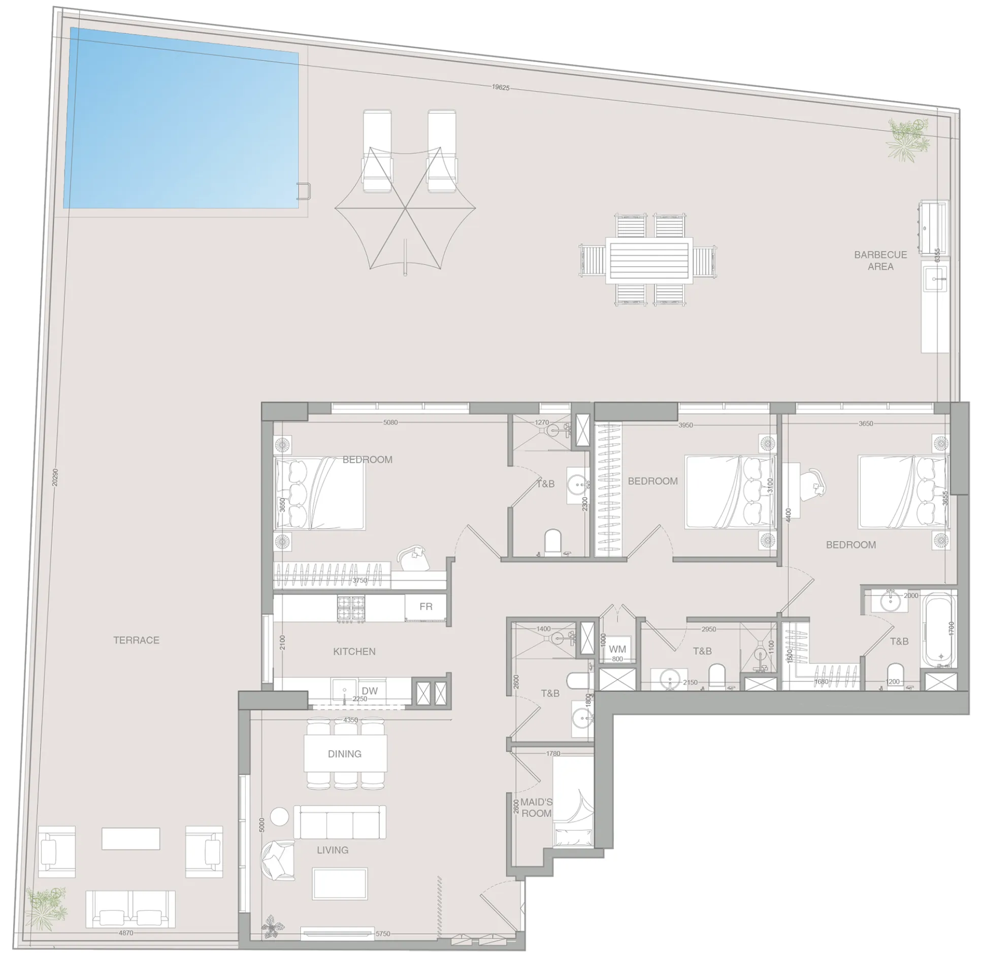 3 bedrooms floor plan