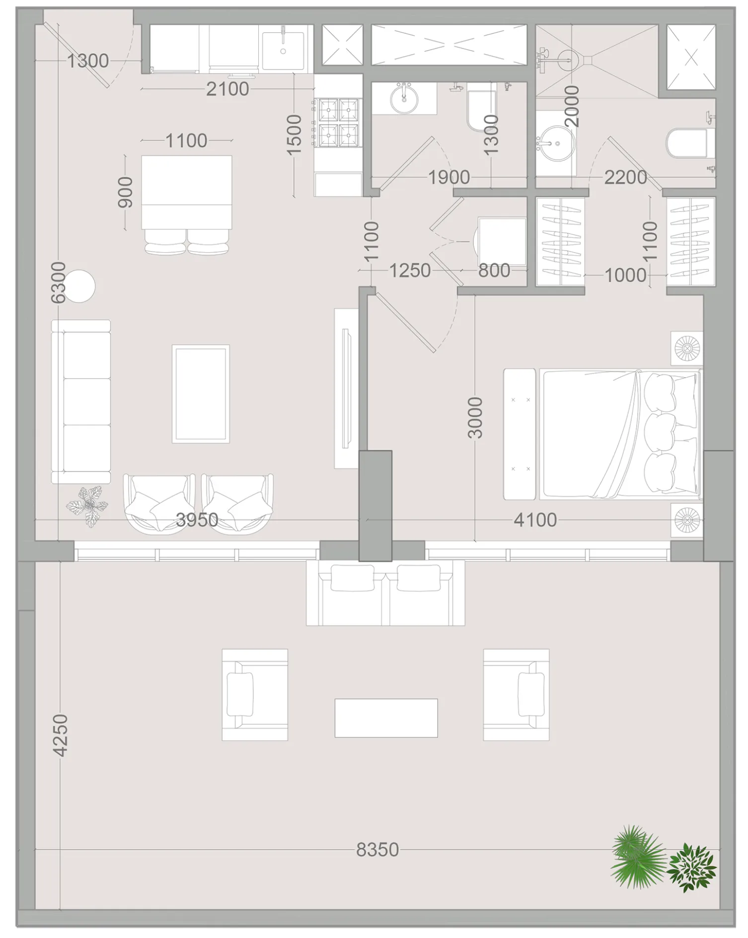 1 bed