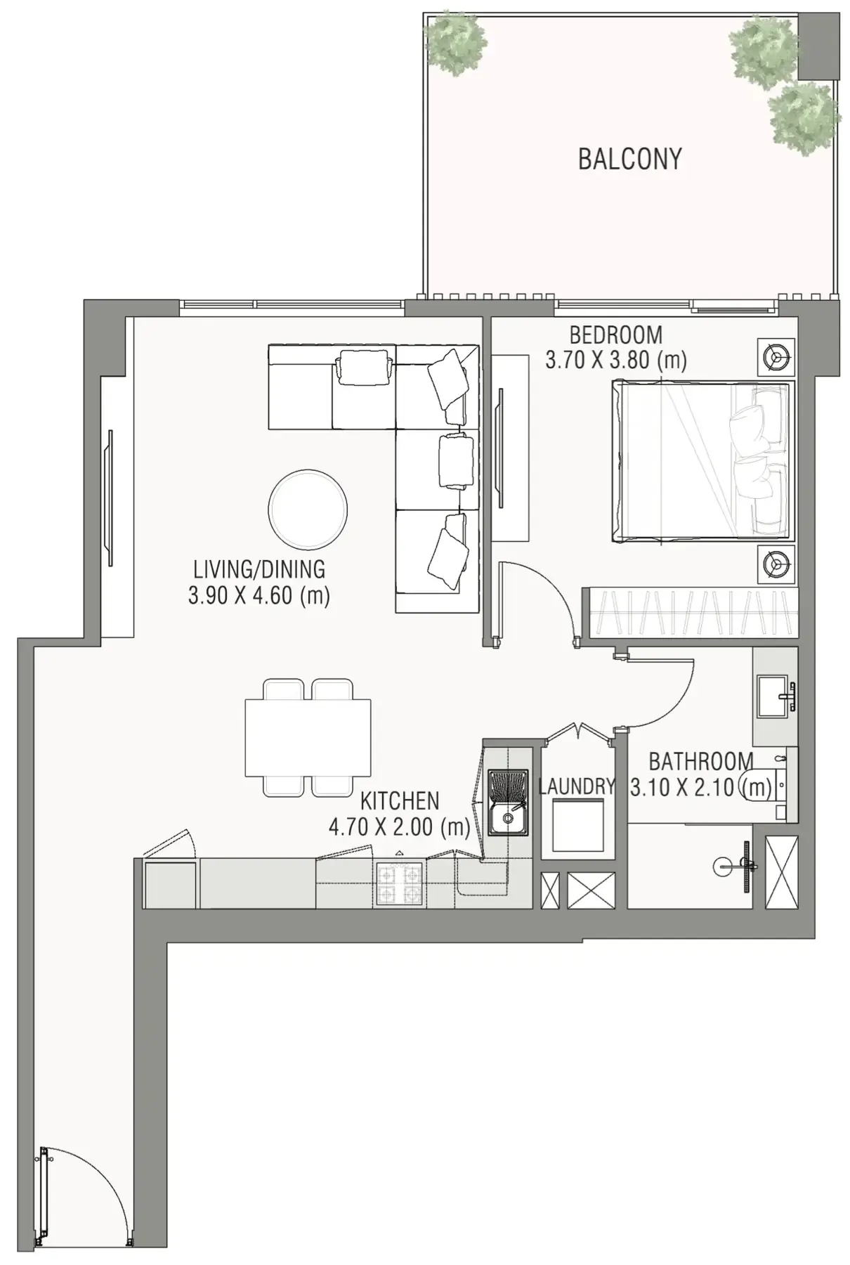1 bed