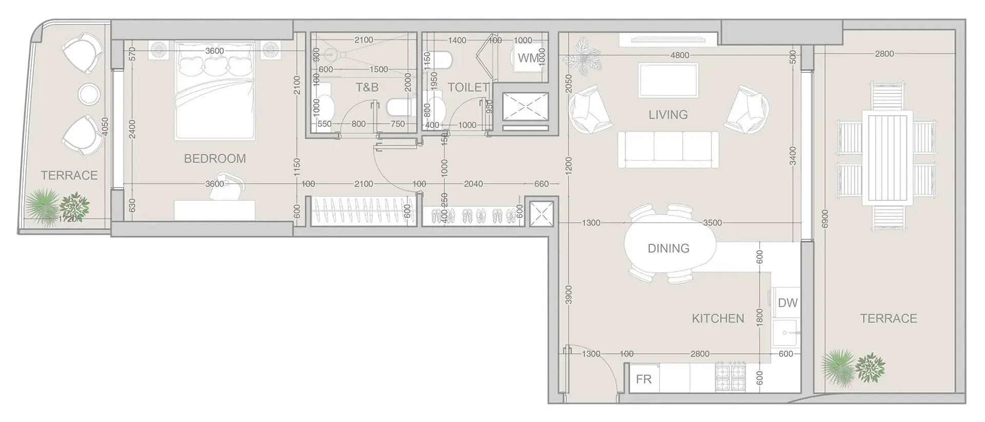 V1VID Tower — 1 Bedroom floor plan
