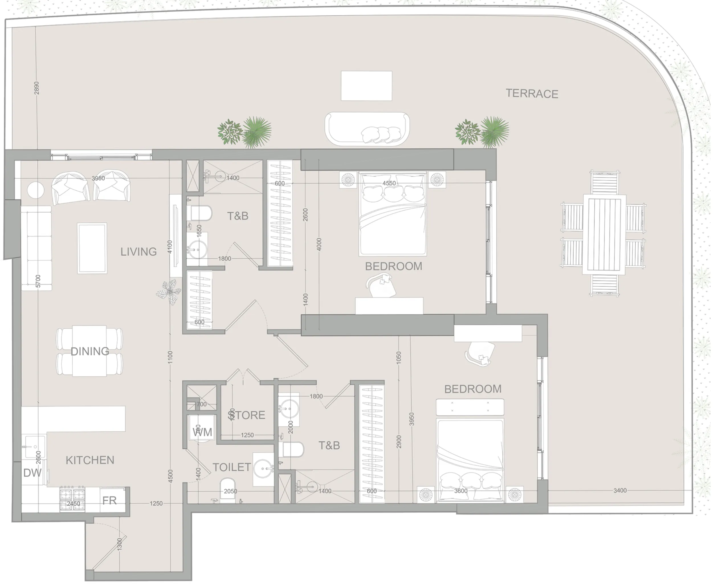 Object 1 AUREL1A Residence 2BR floor plan