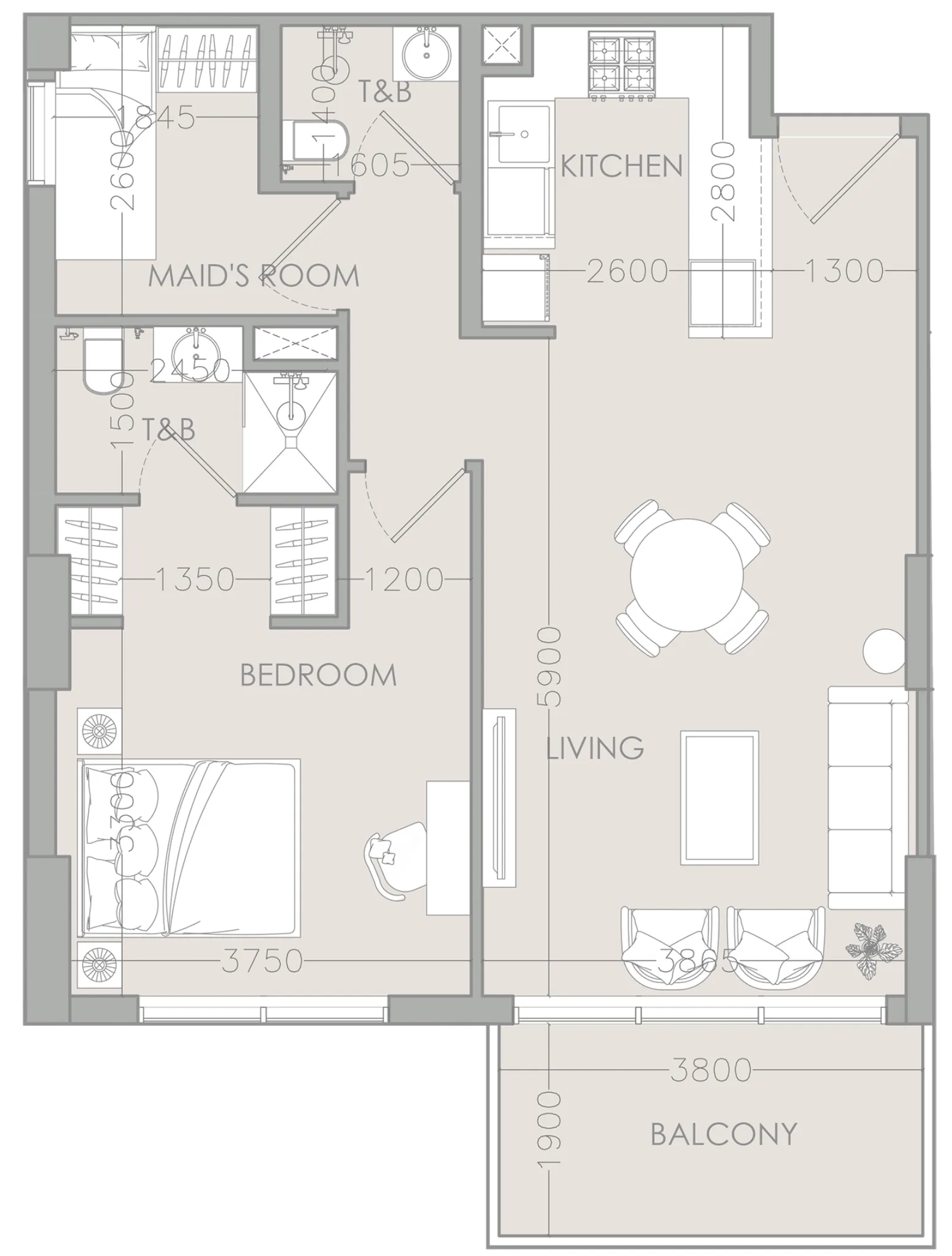 1 bedroom floor plan