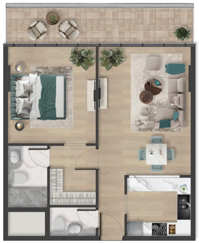 1 bed