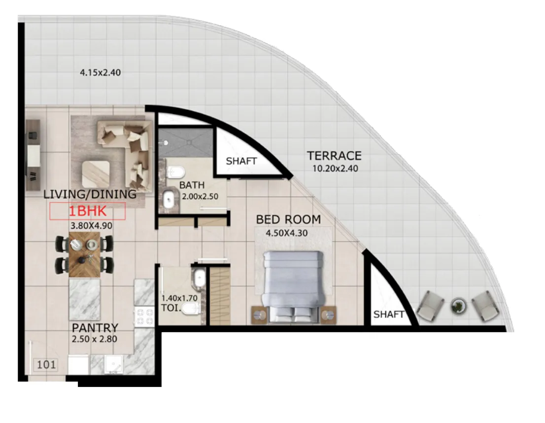 1 bedroom floor plan
