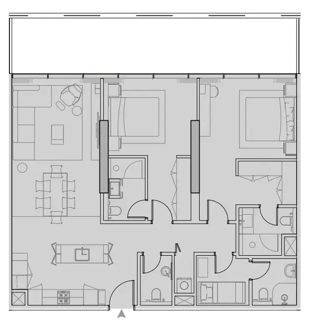 2 bedrooms floor plan