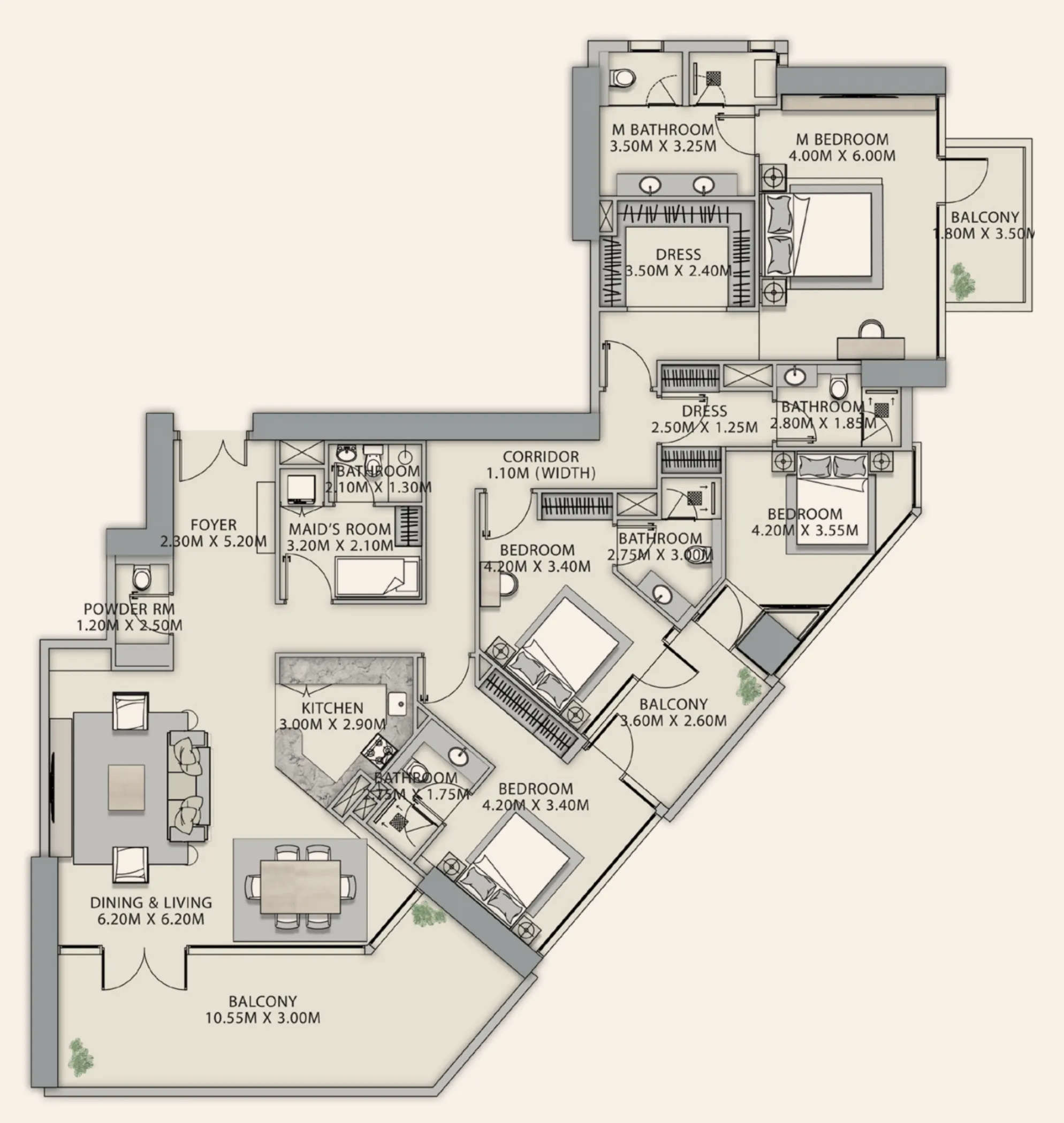 4 bed