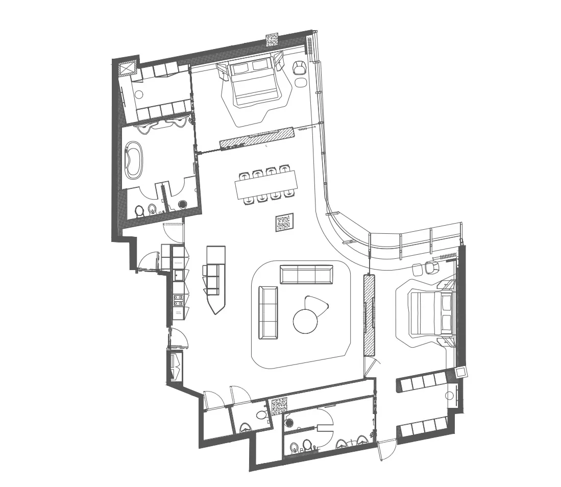 2 bedrooms floor plan