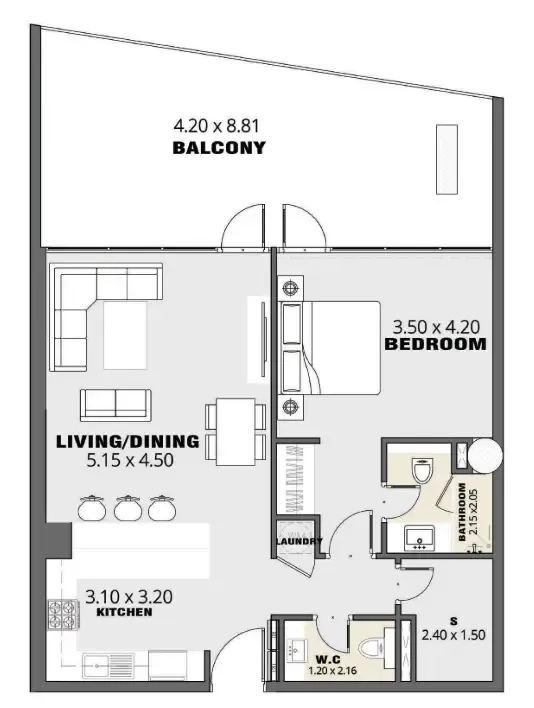 1 bedroom floor plan