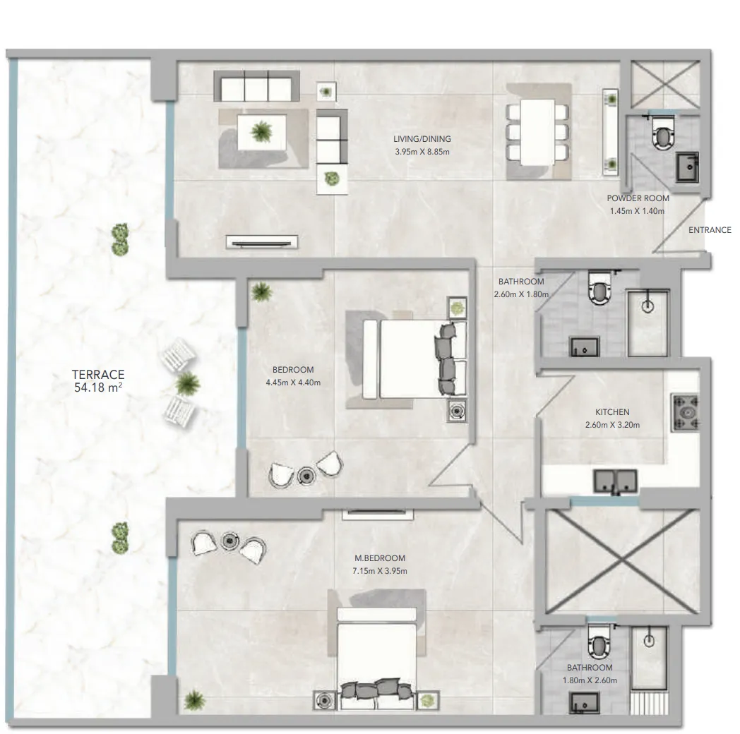 2 bed