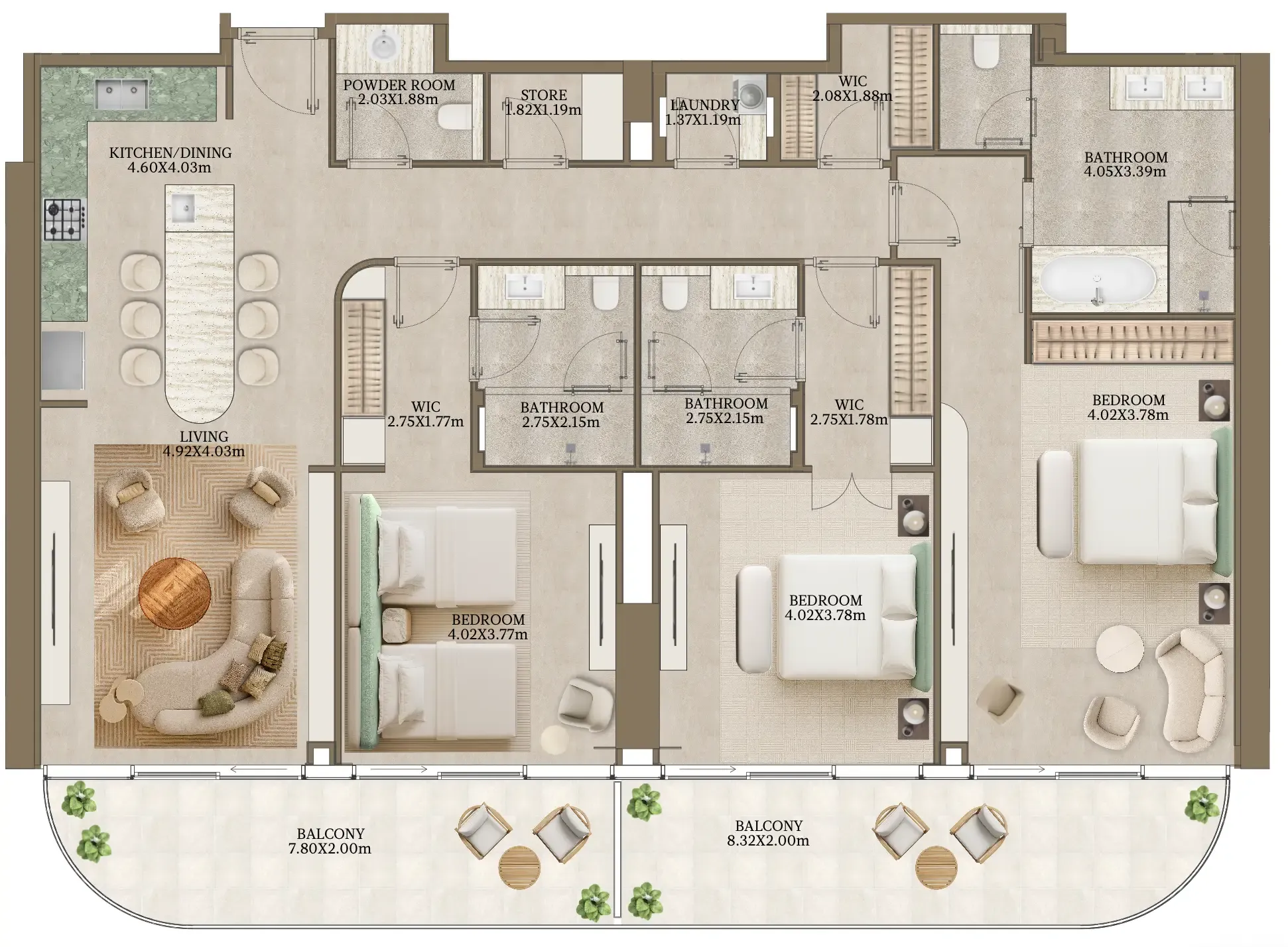 3 bedrooms floor plan
