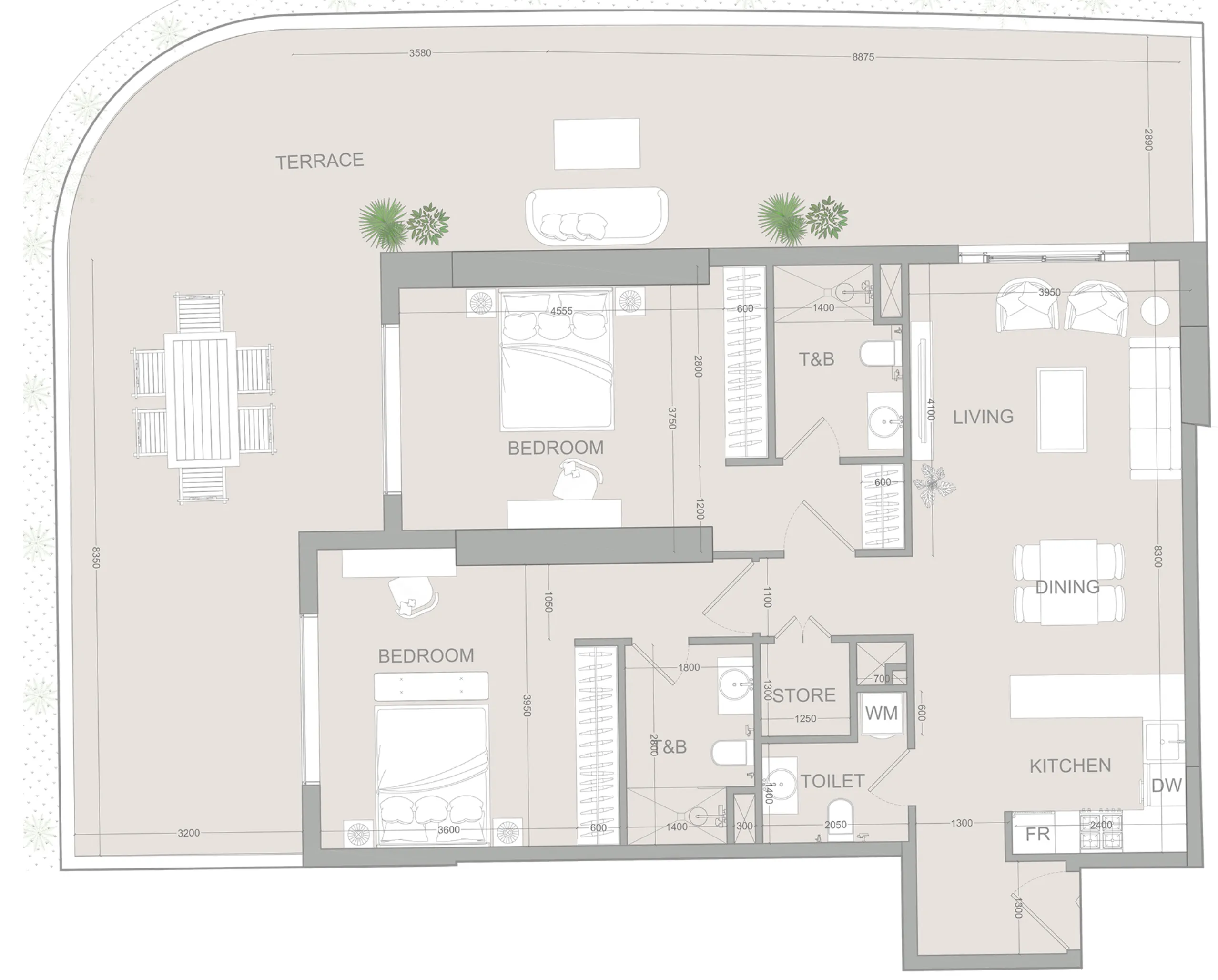 Object 1 AUREL1A Residence 2BR floor plan
