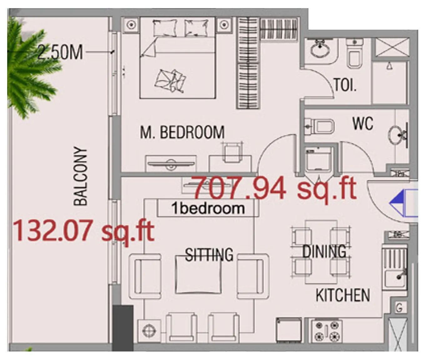 1 bed