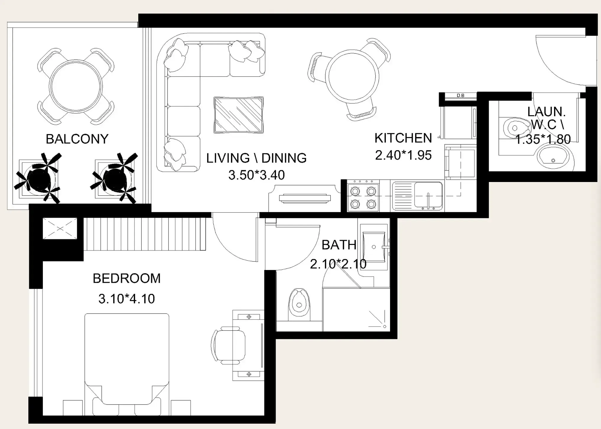 1 bedroom floor plan