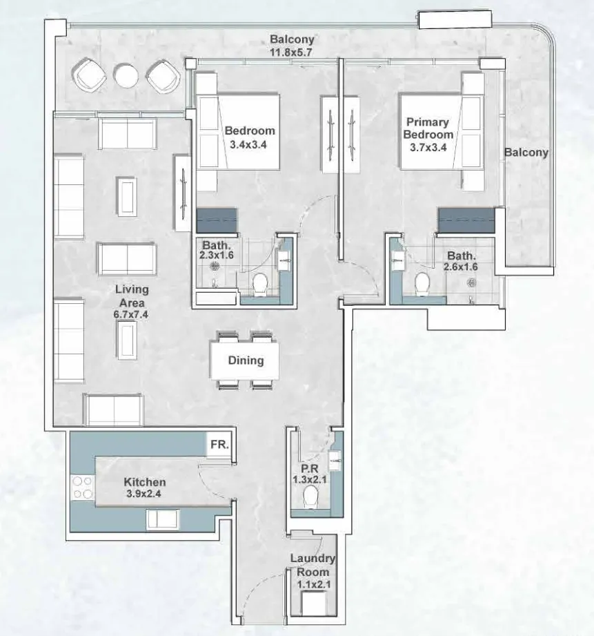 Iraz Developments Iraz Creek Views 2BR floor plan