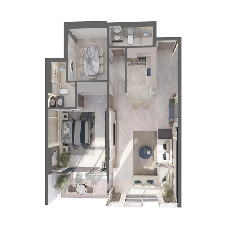 Ahmadyar Real Estate Development Palatium Residence 1BR floor plan