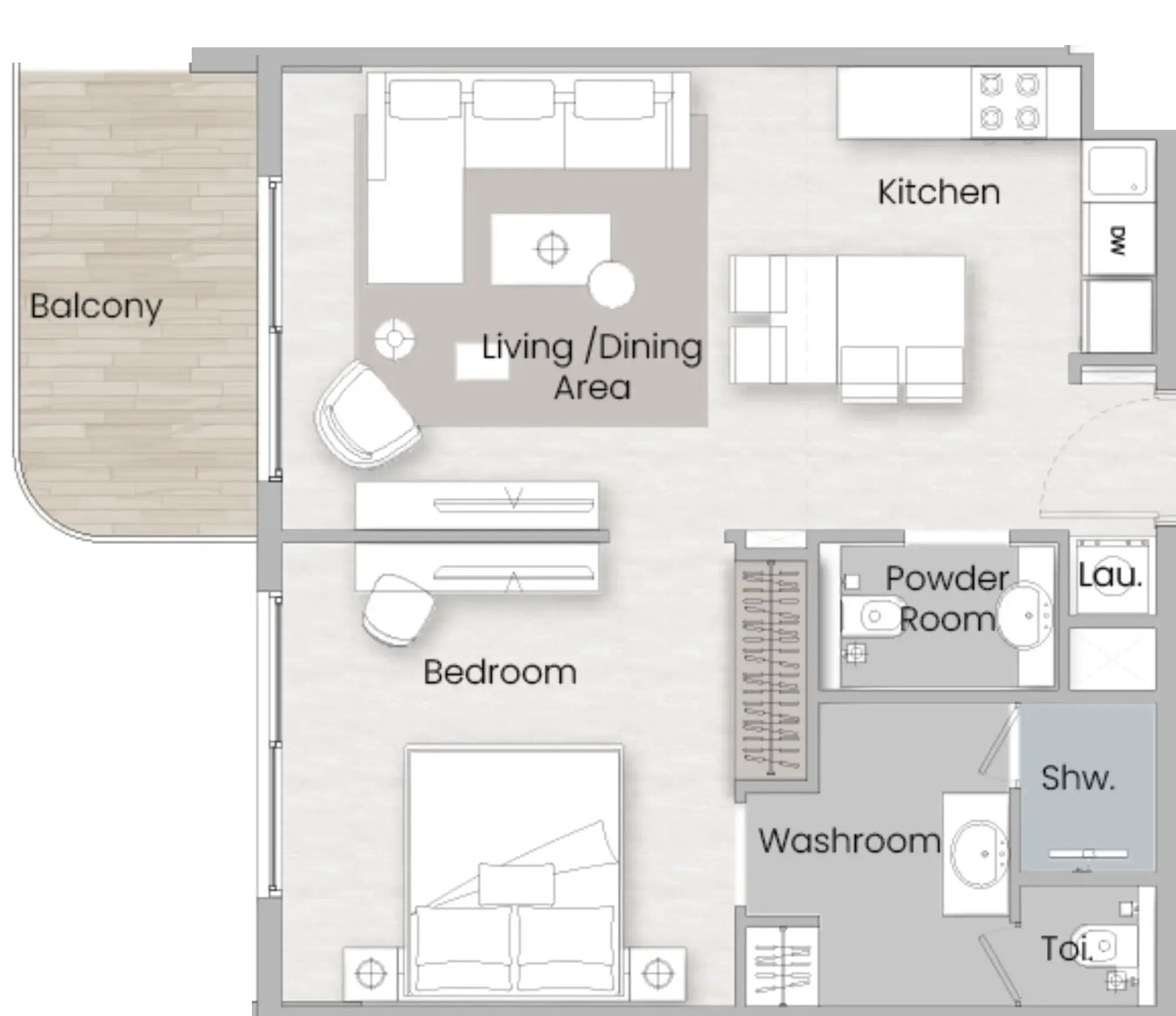 1 bedroom floor plan