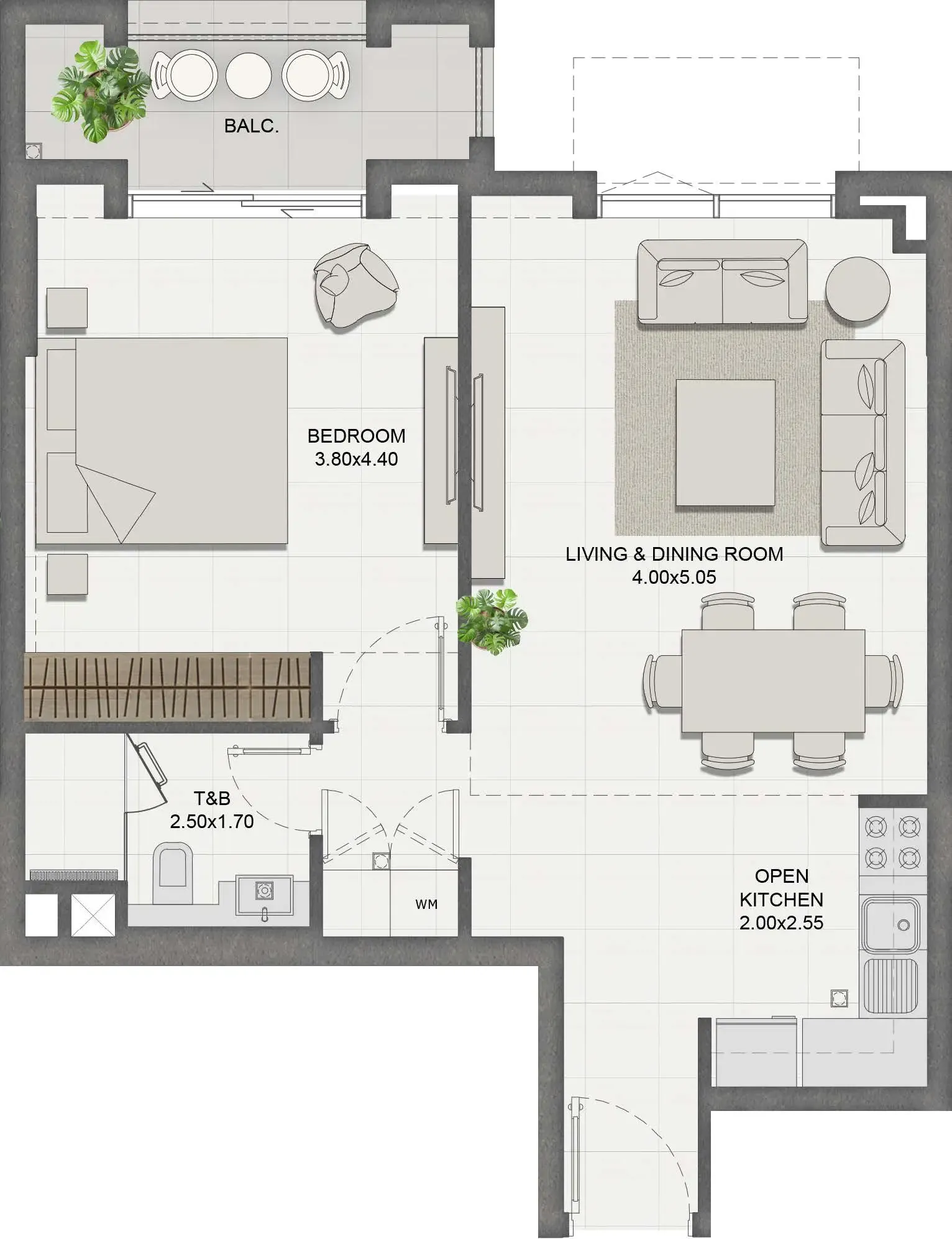 1 bedroom floor plan