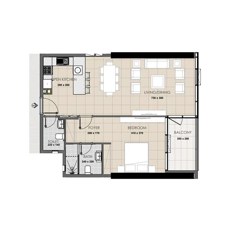 Ahmadyar Real Estate Development Palatium Residence 1BR floor plan