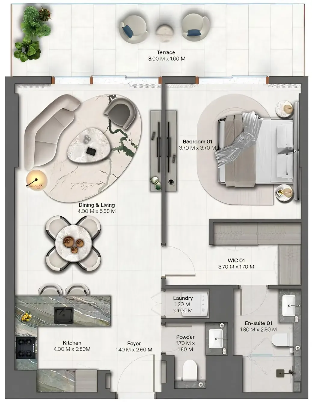 1 bedroom floor plan