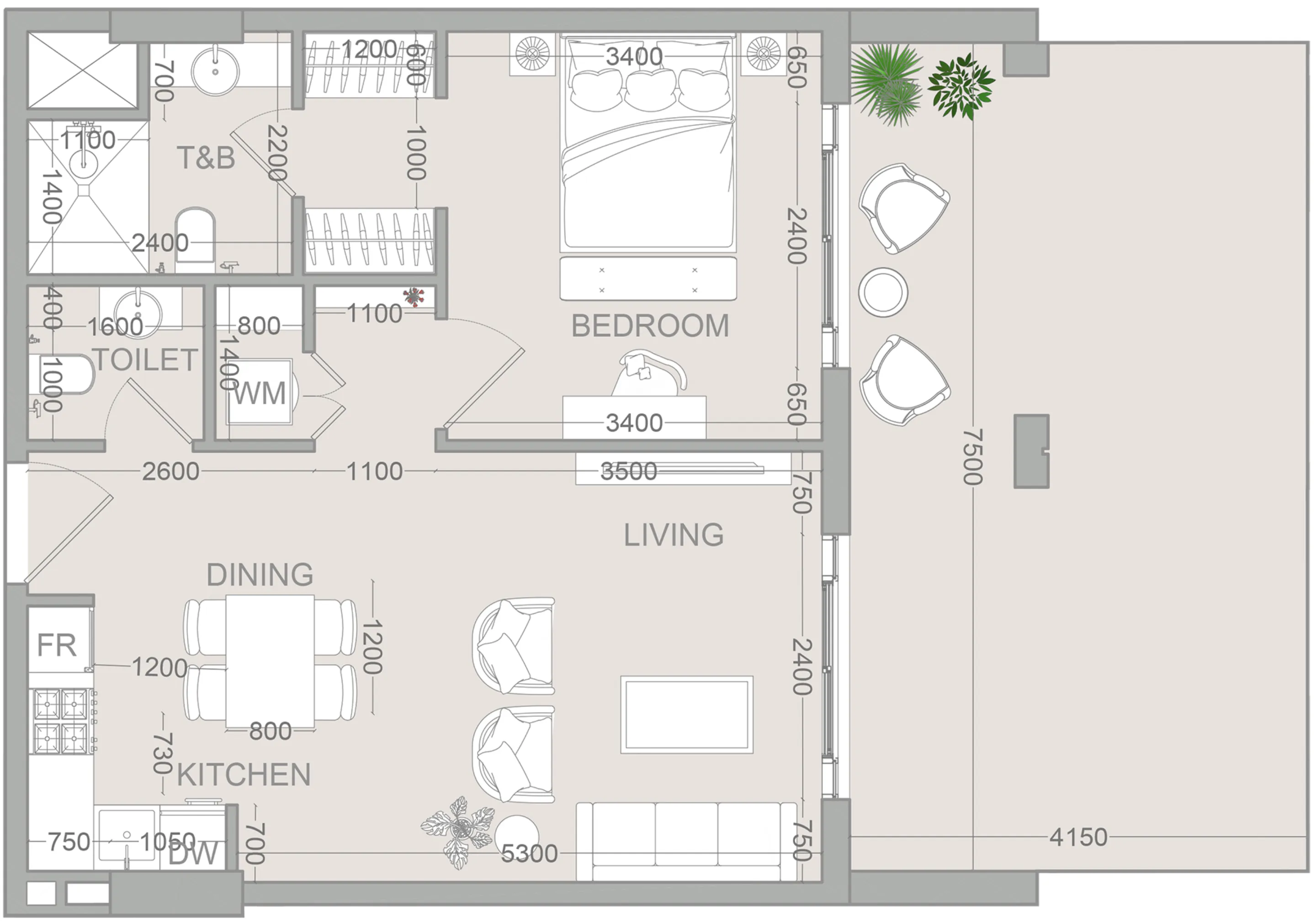 1 bed