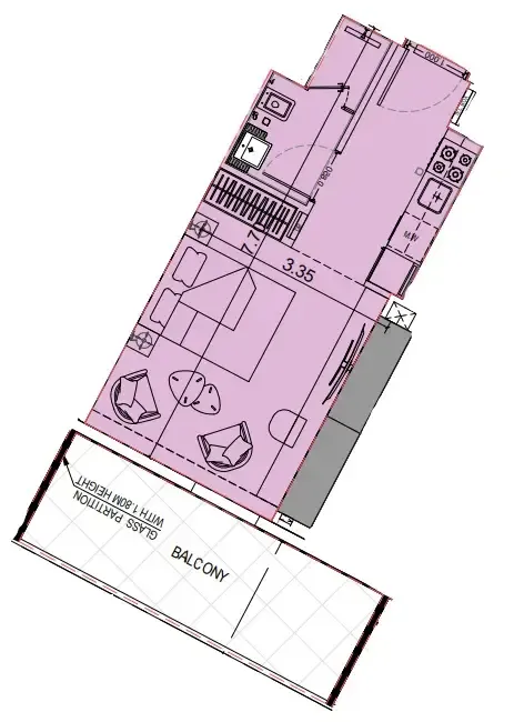 Binghatti Flare — Studio floor plan