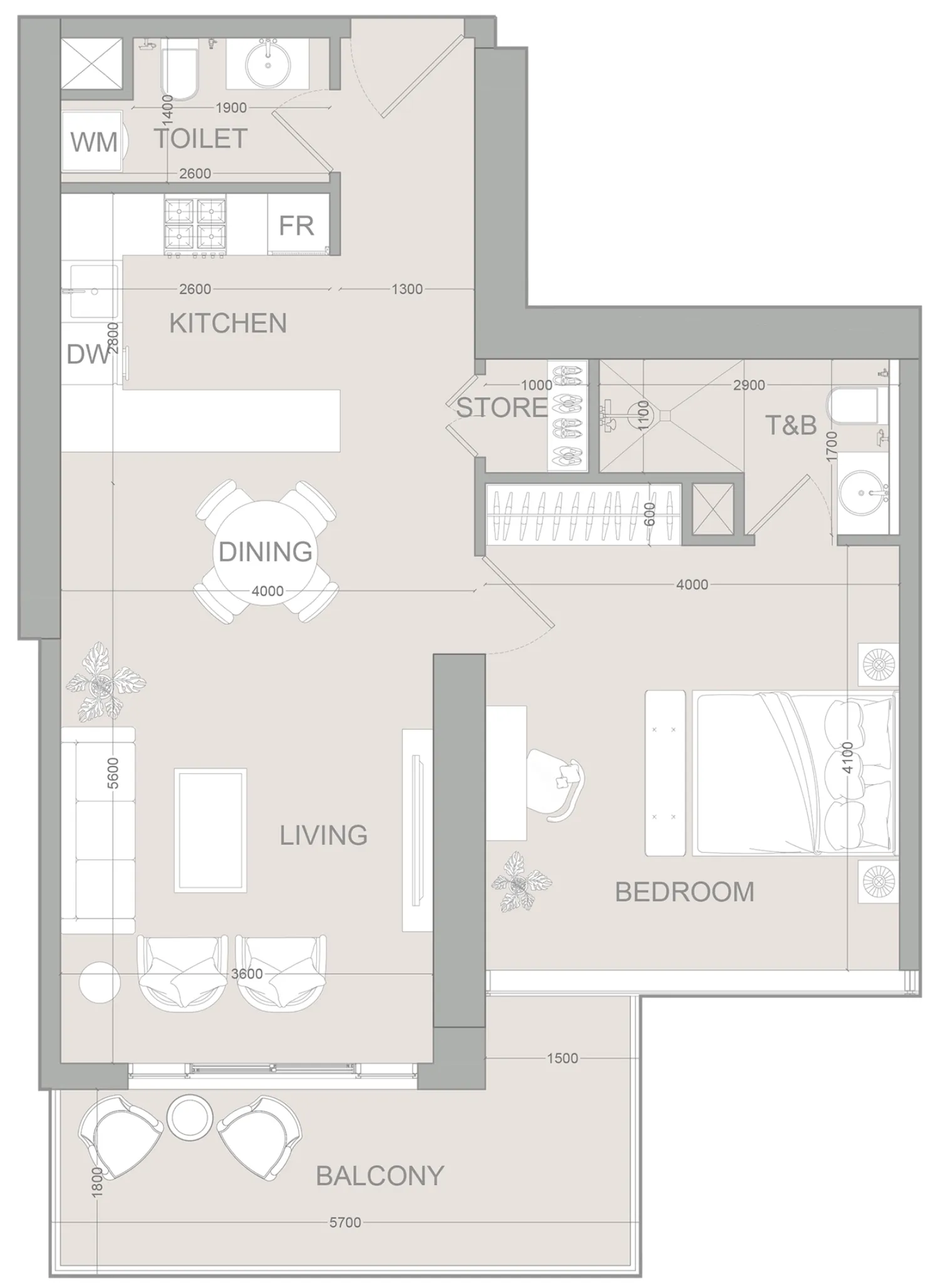 Object 1 AUREL1A Residence 1BR floor plan