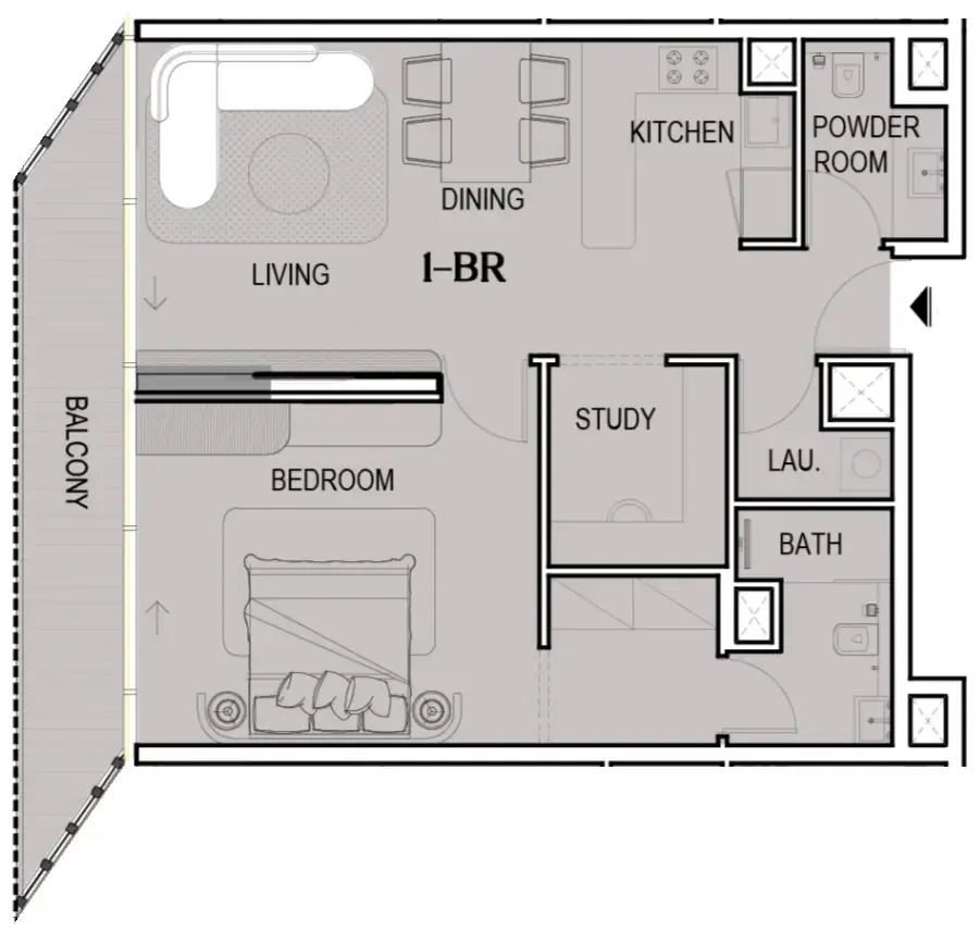 1 bedroom floor plan