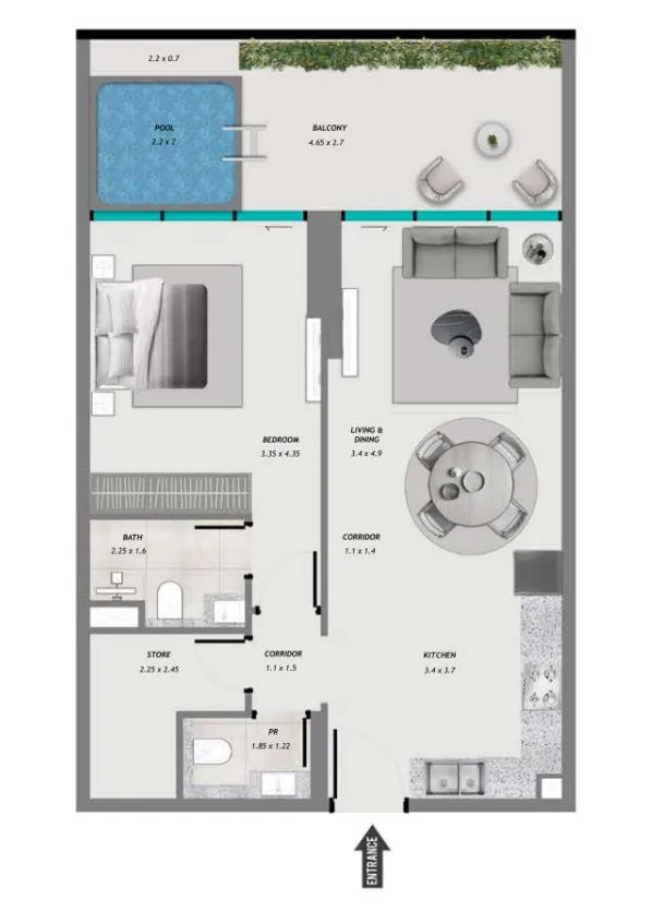 1 bed