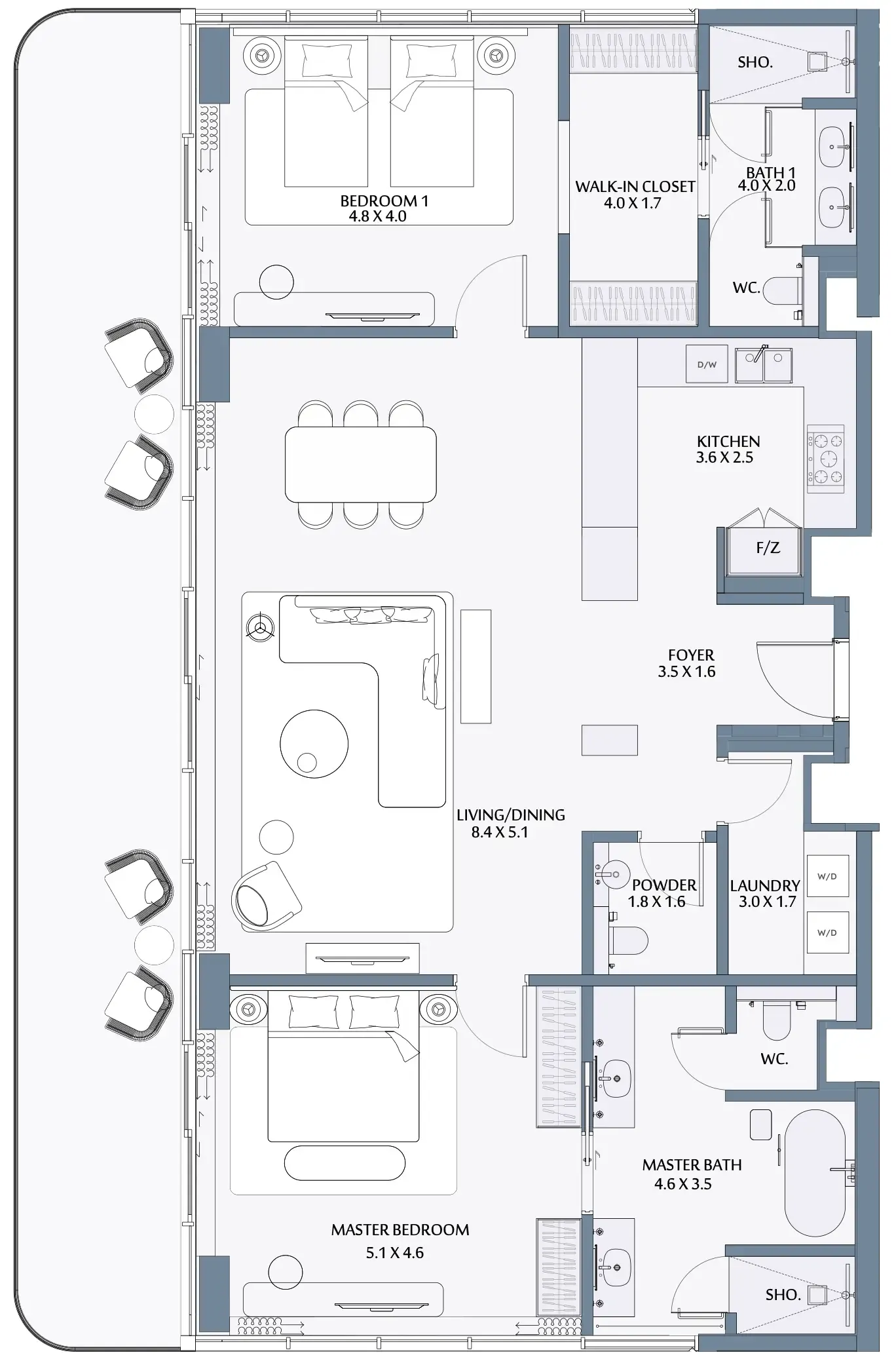 2 bed