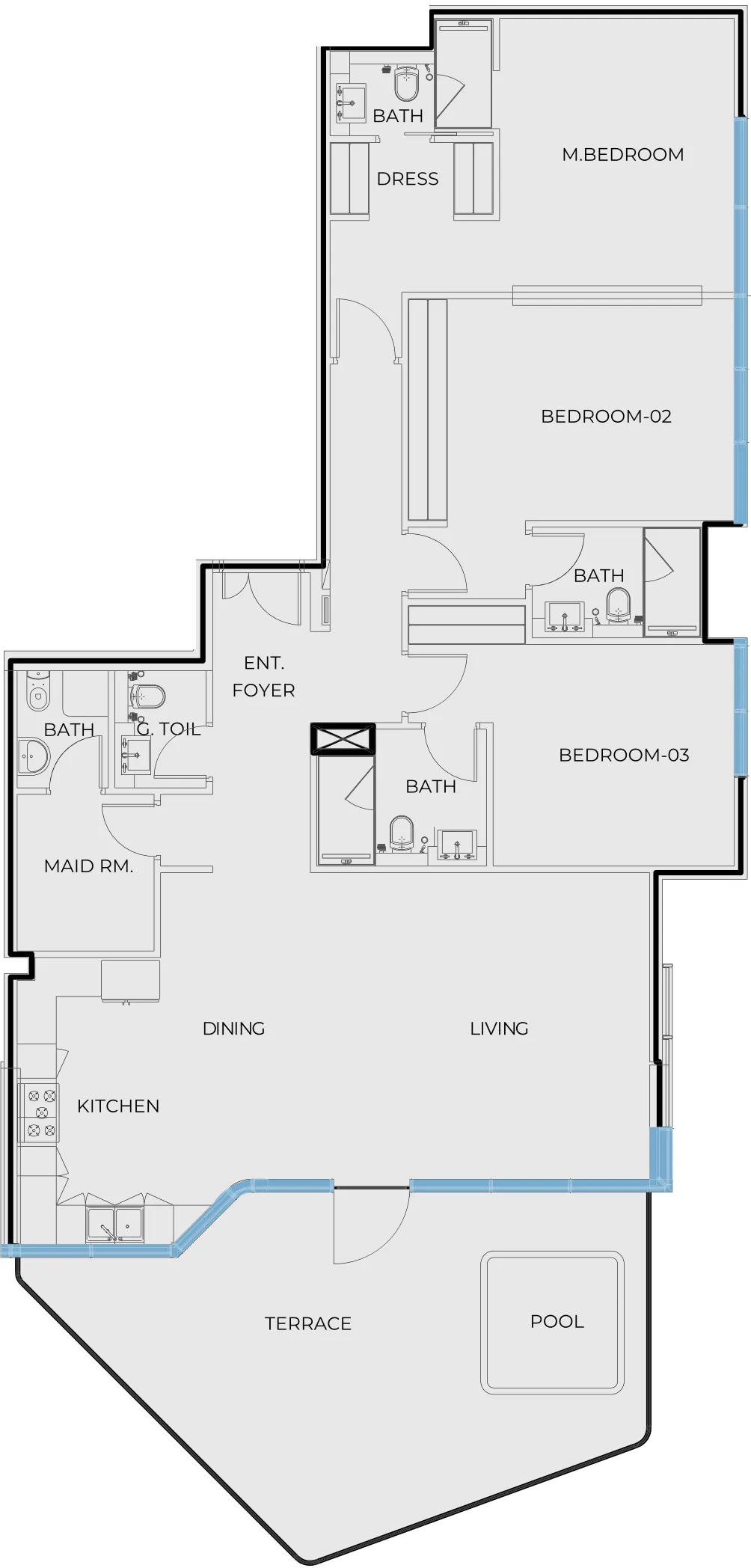 Prestige One Developments Coastal Haven 3BR floor plan